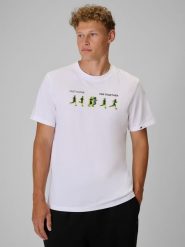 4F T-shirt regular z nadrukiem męski - biały XL. Białe t-shirty męskie 4f, m, bez wzorów, z bawełny, bez kołnierzyka. Za 69.99 zł.