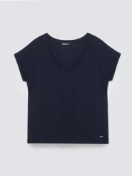 Koszulka damska o luźnym kroju granatowa Valeria 403. Niebieskie t-shirty damskie Big Star, l, bez wzorów, z dzianiny, bez kołnierzyka. Za 99.99 zł.