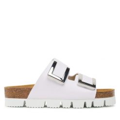 Klapki Dr. Brinkmann. Białe klapki damskie Dr. Brinkmann, bez wzorów, bez obcasa. Za 289.99 zł.