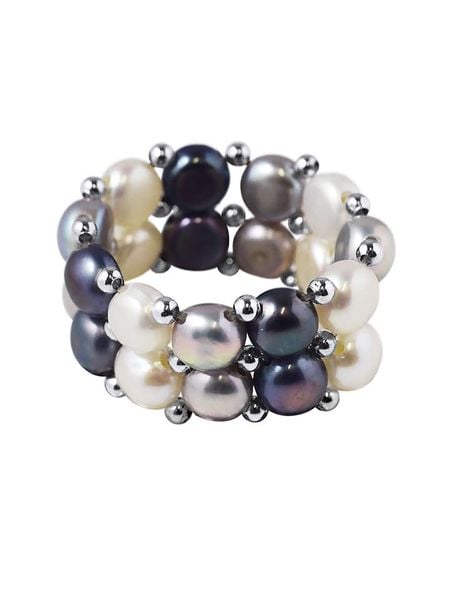 Mitzuko Pierścionek perłowy w kolorze kremowo-szaro-tahiti rozmiar: onesize. Brązowe pierścionki damskie Mitzuko, z perłą, srebrne. Za 113.99 zł.