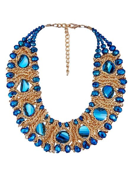 MENTHE À L'O Pozłacany naszyjnik z elementami ozdobnymi - dł. 40 cm rozmiar: onesize. Niebieskie naszyjniki damskie MENTHE À L'O, pozłacane. Za 165.31 zł.