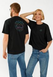 T-shirt z logo na plecach T-ELD. Czarne t-shirty męskie Volcano, m, bez wzorów, z bawełny, bez kołnierzyka. Za 69.99 zł.