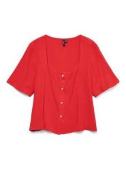 Vero Moda Bluzka w kolorze czerwonym rozmiar: XL. Czerwone bluzki damskie Vero Moda, s, bez wzorów, z wiskozy, klasyczne, bez kołnierzyka, bez ramiączek. Za 70.24 zł.