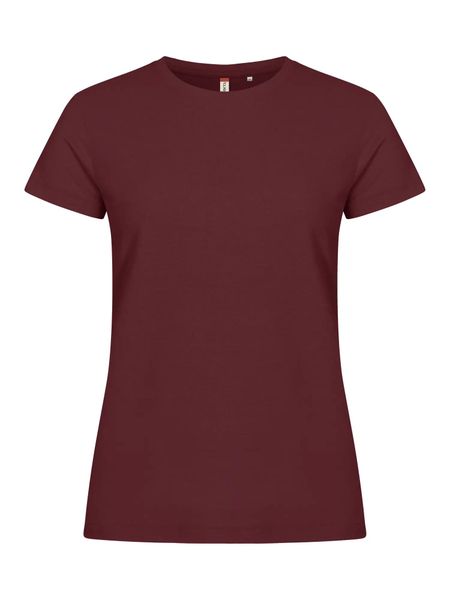 Clique Basic-T Women dopasowany T-shirt z bawełny – burgundy. Czerwone t-shirty damskie CLIQUE, xs, bez wzorów, z bawełny, bez kołnierzyka. Za 99.77 zł.