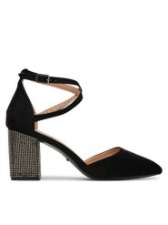 DeeZee Czółenka DZ0068 Czarny. Czarne czółenka damskie DeeZee, bez wzorów, z materiału, bez obcasa. Za 139.99 zł.