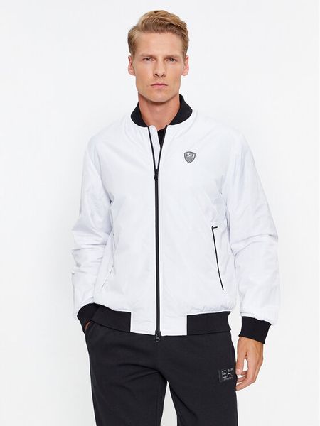EA7 Emporio Armani Kurtka bomber 8NPB12 PN7LZ 1100 Biały Regular Fit. Białe kurtki męskie EA7 Emporio Armani, m, bez wzorów, z syntetyku, bez kaptura. Za 449.99 zł.