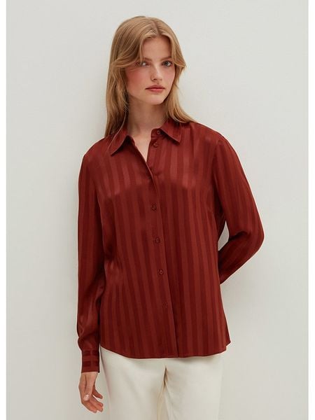 STEFANEL Bluzka w kolorze czerwonobrązowym rozmiar: 38. Brązowe bluzki damskie Stefanel, bez wzorów, z wiskozy, bez kołnierzyka, bez ramiączek. Za 70.90 zł.