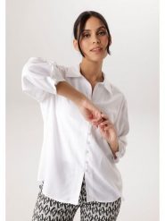 Aniston Bluzka w kolorze białym rozmiar: 36. Białe bluzki damskie Aniston, bez wzorów, z wiskozy, bez kołnierzyka, bez ramiączek. Za 109.26 zł.