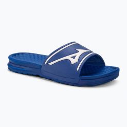 Klapki Mizuno Relax Slide. Niebieskie klapki damskie Mizuno, z tworzywa sztucznego. Za 161.50 zł.