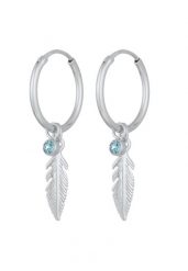 Elli Damskie kolczyki kółka wisiorek pióro boho z kryształem ze srebra próby 925 Sterling Silver Kolczyki koła 1 ct. Szare kolczyki damskie Elli, z kryształem, srebrne. Za 215.89 zł.