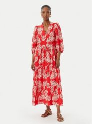 LOLA CASADEMUNT Sukienka letnia LS2616138 Czerwony jasny Regular Fit. Czerwone sukienki damskie lola casademunt, na lato, s, bez wzorów, z wiskozy, bez kołnierzyka, bez ramiączek. Za 543.99 zł.