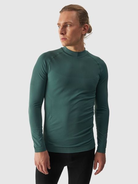 4F Bielizna termoaktywna bezszwowa (góra) męska - turkusowa L/XL. Niebieskia bielizna termoaktywna męska 4f, l, bez wzorów, z dzianiny. W wyprzedaży za 99.99 zł.