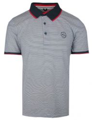 Koszulka Polo, Męska - Pako Jeans - Drobny Prążek. Niebieskie koszulki polo męskie Pako Jeans, l, bez wzorów, z bawełny, bez ramiączek. Za 115.00 zł.