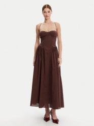 Bardot Sukienka wieczorowa 59786DB Brązowy Regular Fit. Brązowe sukienki damskie BARDOT, bez wzorów, z bawełny, wizytowe, bez kołnierzyka, bez ramiączek. Za 419.99 zł.