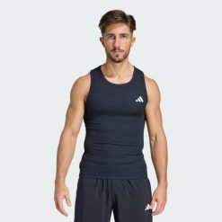 Koszulka bez rękawów PrimeLift Essentials Workout Rib. Czarne t-shirty sportowe męskie Adidas, l, z dzianiny, bez ramiączek, na fitness i siłownię, climacool (adidas). Za 149.00 zł.