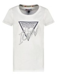 Geographical Norway Koszulka "Jalimar" w kolorze białym rozmiar: M. Białe bluzki damskie Geographical Norway, m, bez wzorów, bez kołnierzyka, bez ramiączek. Za 52.67 zł.