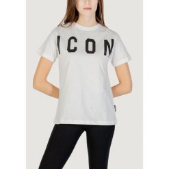 Koszulka crop top Kobieta ICON. Białe topy damskie ICON, bez wzorów, z bawełny, bez kołnierzyka. W wyprzedaży za 185.95 zł.