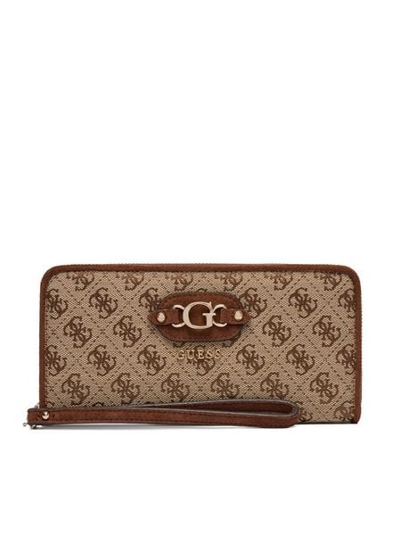 Guess Portfel Samantha Slg SWJG23 13146 Beżowy ciemny. Brązowe portfele damskie Guess, z aplikacjami, z materiału. Za 294.99 zł.