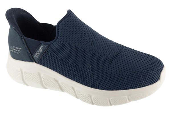 Buty sportowe Sneakersy męskie, Slip-Ins: Bobs Sport B Flex - Resilient Edge. Niebieskie buty sportowe na co dzień męskie Skechers, z materiału, bez zapięcia, trekkingowe. Za 299.99 zł.