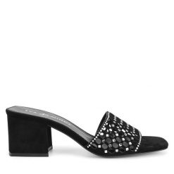 Klapki Eva Minge. Czarne klapki damskie Eva Minge, bez wzorów, bez obcasa. Za 399.99 zł.