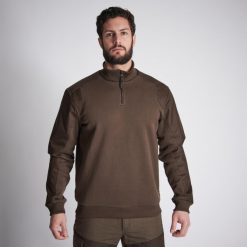 Sweter outdoor Solognac Renfort 500. Brązowe swetry męskie SOLOGNAC, m, bez wzorów, z materiału, bez kołnierzyka. W wyprzedaży za 99.99 zł.