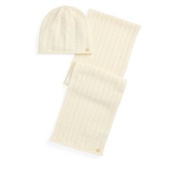 Zestaw szalik i czapka LAUREN RALPH LAUREN. Białe czapki zimowe damskie Lauren Ralph Lauren. Za 819.99 zł.