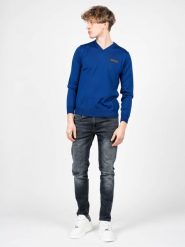 Plein Sport Sweter "Merino" | MPPS90181 | Mężczyzna | Niebieski. Niebieskie swetry męskie Plein Sport, m, bez wzorów, z wełny, bez kołnierzyka. W wyprzedaży za 449.00 zł.
