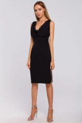 Sukienka elegancka wieczorowa z lejącej tkaniny z koronką. Sukienki damskie Sukienki.shop, na imprezę, xxl, bez wzorów, z koronki, eleganckie, bez kołnierzyka, bez ramiączek. Za 319.00 zł.