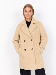 Soyaconcept® płaszcz z pluszowego futra - SC-Mukite Kobiety beżowy, XXL. Brązowe płaszcze damskie xxl, bez wzorów. Za 429.95 zł.