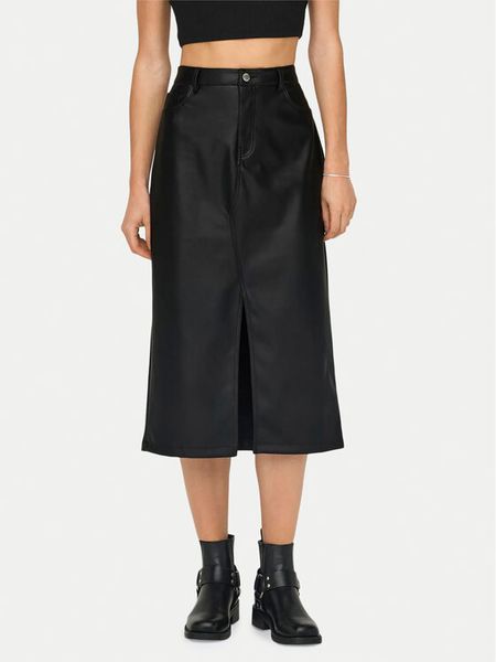 ONLY Spódnica z imitacji skóry Kiri 15324778 Czarny Regular Fit. Czarne spódniczki damskie Only, s, bez wzorów, ze skóry. Za 169.99 zł.