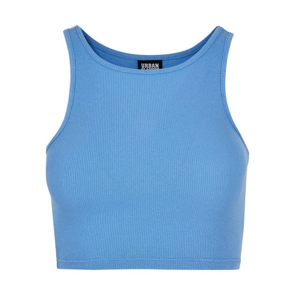 Damski prążkowany crop top Urban Classics. Niebieskie topy damskie Urban Classics, bez wzorów, prążkowane, bez kołnierzyka. Za 69.00 zł.