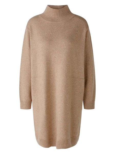 Oui Sukienka w kolorze beżowym rozmiar: 38. Brązowe sukienki damskie Oui, bez wzorów, z wełny, bez kołnierzyka, bez ramiączek, midi. Za 235.50 zł.