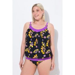 Damskie Tankini cytryny miękkie miseczki okrągły dekolt regulowane ramiączka. Czarne bikini damskie Ulla Popken, bez wzorów, plus size. Za 279.99 zł.