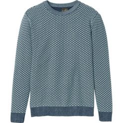 Sweter wzorzysty bonprix jasnozielono-ciemnoniebieski. Zielone swetry męskie bonprix, m, bez wzorów, z bawełny, bez kołnierzyka. Za 37.99 zł.