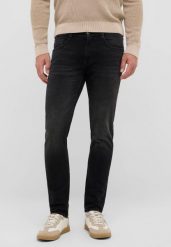 Męskie Spodnie jeansowe Mustang Style Oregon Slim Denim Black 1016798 4000 803. Czarne spodnie materiałowe męskie Mustang, bez wzorów, z denimu. Za 219.99 zł.