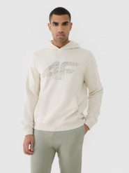 4F Bluza dresowa nierozpinana z kapturem męska - beżowa XL. Brązowe bluzy sportowe męskie 4f, bez wzorów, z bawełny, sportowe, bez kołnierzyka, bez ramiączek. W wyprzedaży za 99.99 zł.