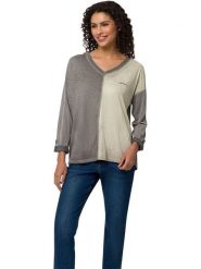 Heine Bluzka w kolorze szaro-beżowym rozmiar: 46. Szare bluzki damskie Heine, bez wzorów, bez kołnierzyka, bez ramiączek. Za 78.99 zł.