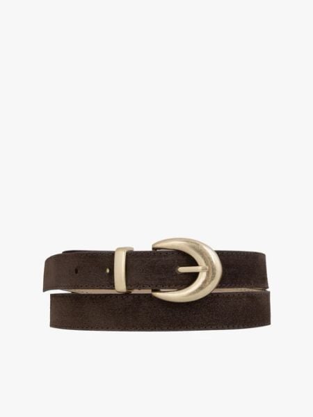 Brązowy pasek ze skóry welurowej. Brązowe paski damskie Ryłko, bez wzorów, z jeansu, eleganckie. Za 129.99 zł.