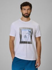 4F T-shirt regular z nadrukiem męski - biały 3XL. Białe t-shirty męskie 4f, m, bez wzorów, z bawełny, bez kołnierzyka. Za 69.99 zł.