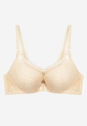 Beżowy Biustonosz Push-Up z Koronki Ozdobiony Metalową Aplikacją Arissta. Brązowe biustonosze Renee, z aplikacjami, z koronki. Za 39.99 zł.