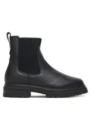 Tommy Hilfiger Sztyblety FW0FW08771 Czarny. Czarne botki damskie Tommy Hilfiger, ze skóry, bez obcasa, na płaskiej podeszwie, bez zapięcia. Za 559.99 zł.
