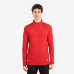 Bluza piłkarska Kipsta CLR półsuwak. Czerwone bluzy bez kaptura męskie KIPSTA, m, z materiału. Za 129.99 zł.