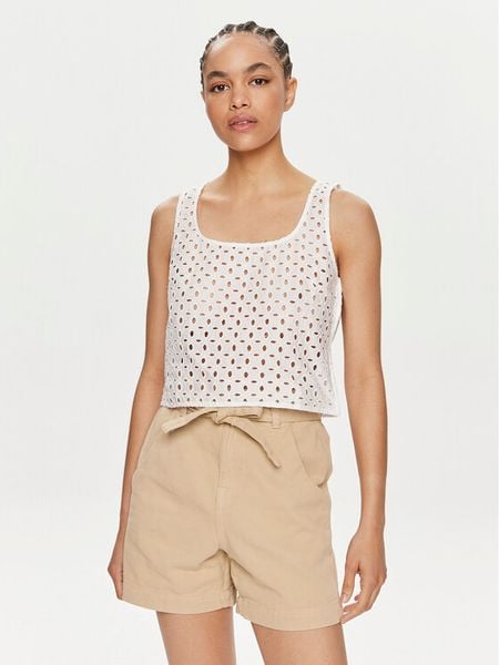 United Colors Of Benetton Top 58BHDH00L Biały Slim Fit. Białe topy damskie United Colors Of Benetton, l, bez wzorów, z bawełny, bez ramiączek. Za 99.99 zł.