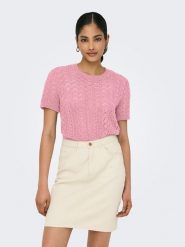 ONLY Sweter w kolorze jasnoróżowym rozmiar: XL. Różowe swetry klasyczne damskie Only, xl, bez kołnierzyka. Za 82.99 zł.