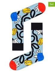 Happy Socks Skarpety (2 pary) w kolorze błękitnym ze wzorem rozmiar: 36-40. Niebieskie skarpetki męskie Happy Socks, bez wzorów, prążkowane. Za 65.99 zł.