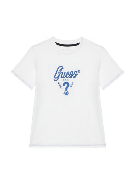 Guess T-Shirt L6GI06 K8HM4 Biały Relaxed Fit. Białe t-shirty chłopięce Guess, z aplikacjami, z bawełny, bez ramiączek. Za 99.99 zł.