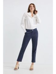 Josephine & Co Spodnie chino "Les" w kolorze granatowym rozmiar: 40. Niebieskie spodnie materiałowe damskie Josephine & Co, bez wzorów, z podwyższonym stanem. Za 272.95 zł.