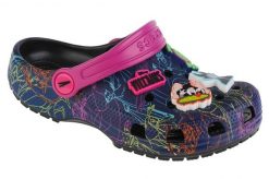 Sandały Córka Crocs Classic Disney niebieski. Niebieskie sandały damskie Crocs, bez wzorów, z materiału, bez obcasa. Za 119.90 zł.