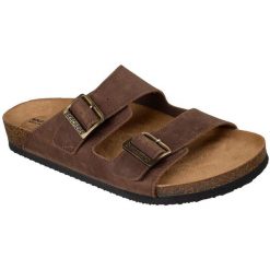 Sandały męskie Skechers Aidan Westmont. Brązowe sandały męskie Skechers, ze skóry, bez zapięcia. Za 490.00 zł.