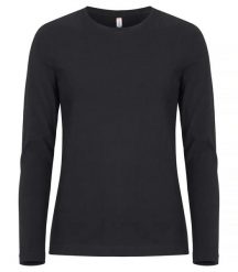 Clique Premium Fashion-T L/S Women – Damska koszulka z długim rękawem. Czarne t-shirty damskie CLIQUE, l, bez wzorów, z bawełny, bez kołnierzyka. Za 122.77 zł.